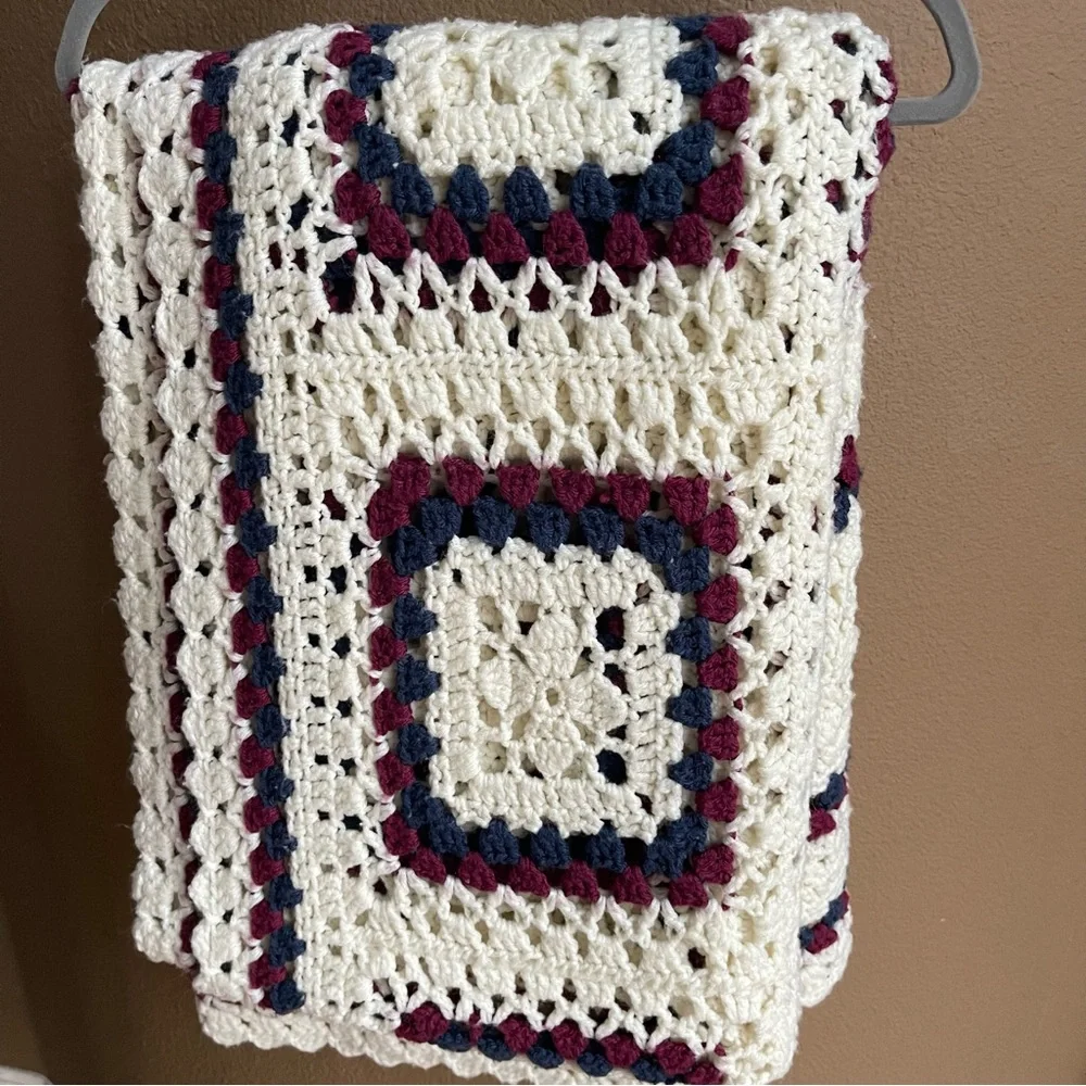 Handmade Large Granny Square Afghan Blanket 58 x 81